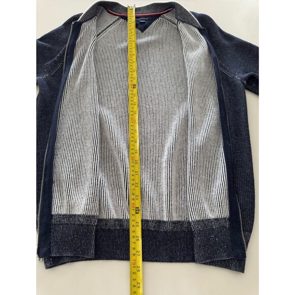 TOMMY HILFIGER sweater Cardigan Men's MEDIUM Knit Bomber Zip Up Stand Up Collar - Picture 11 of 16